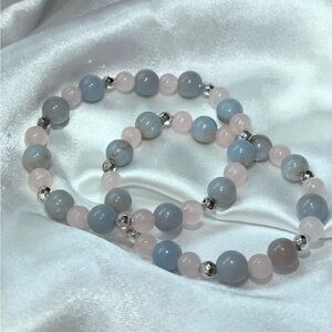 Rose Quartz, Hematite & Angelite Bracelet